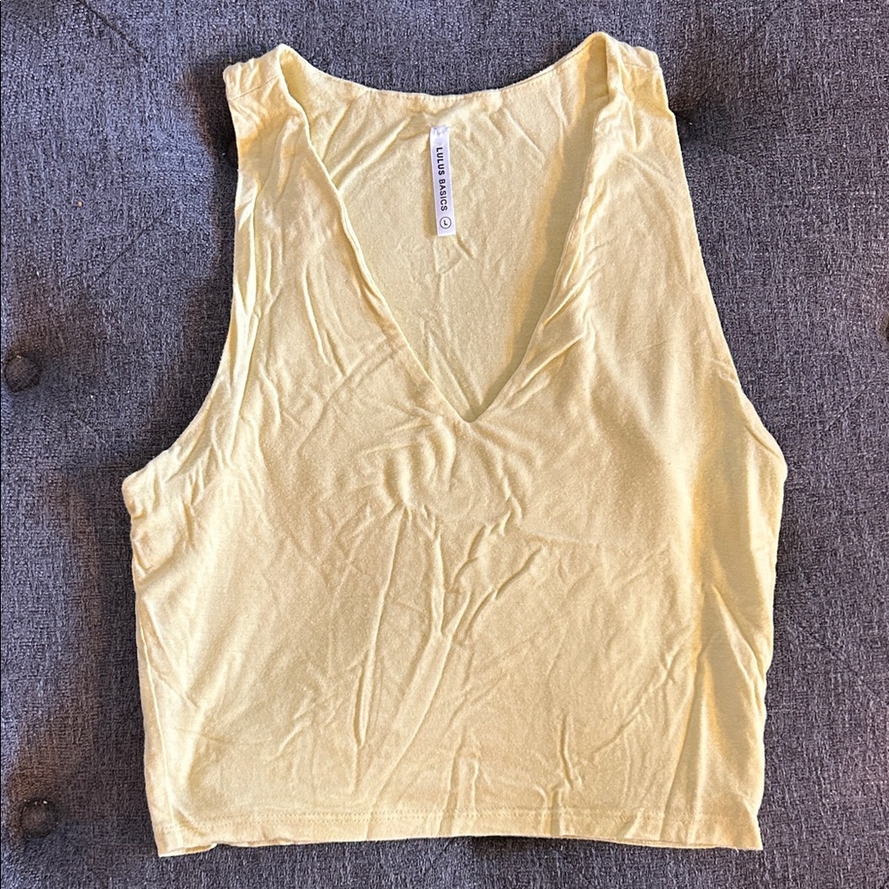 Lulu's Pale Yellow V-Neck Tank Top